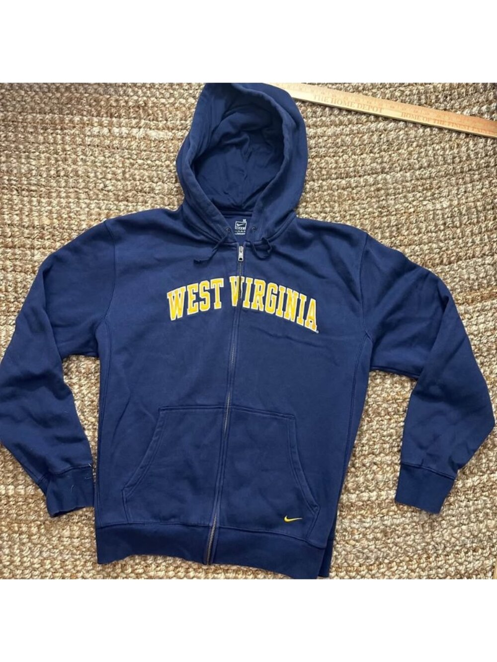 Nike West Virginia Mountaineers Full Zip Hoodie Mens XL Blue Spellout